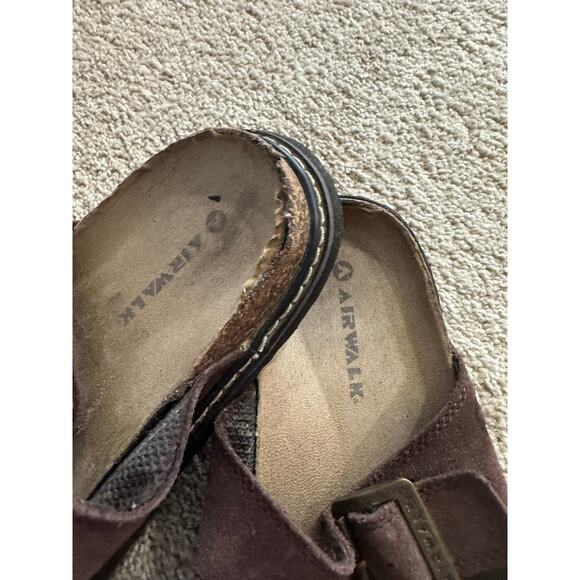 Airwalk Double Strap Brown Leather Sandals w/ Buckles Men's Size 7 Cork Footbed - Picture 3 of 11